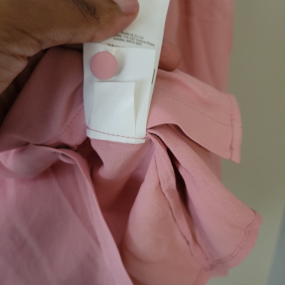 Boden Pleated Bohemian Blush Petal Pink Button-Up Blouse Top. Size M Nwot - Picture 5 of 9